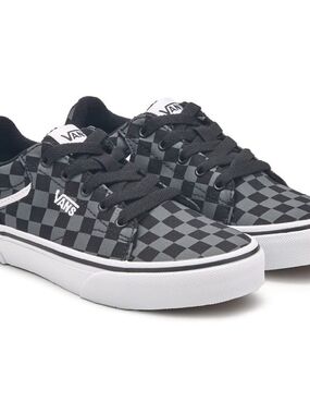 Vans Checkerboard Low-Top Sneakers in Black & Gray